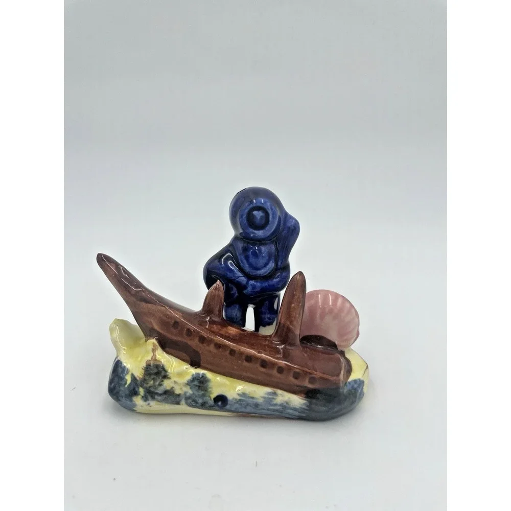Vtg Japanese Ceramic Diver With Sunken Ship Aquarium Fishbowl‎ Bubbler  3x5
